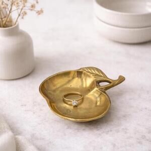 Vintage Brass Apple Dish | Solid Brass Trinket Bowl | 5" x 6.5"